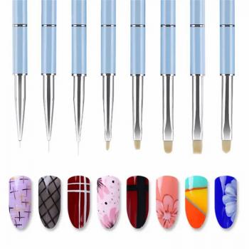 Nail Pen Brush Tool Phototherapy Sculpture Color Painting gel Brush Line Drawing Flower Nail Pen Metal Rod Gradient Nail Brush