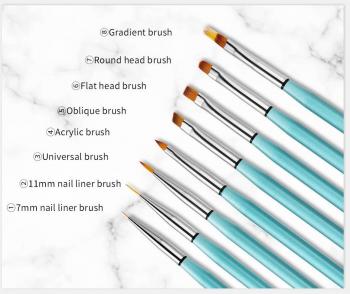 8pcs set Ocean Blue Translucent Uv Gel French Nail Art Brush Diy Drawing Line Nail Pen