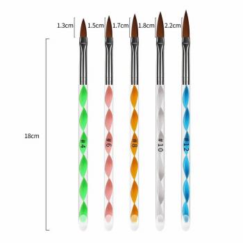 5pcs Crystal Nail Brush Spiral Bar Rhinestone Handle Nail Art Liner Drawing Pen Acrylic Nail Brush