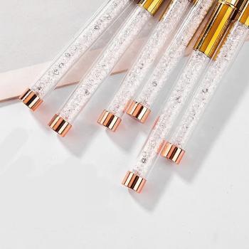 2023 New Private Label Crytal Handle Triangle 3d Nail Art Brush Liner With Gold Cover