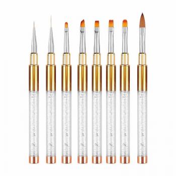 2023 New Private Label Crytal Handle Triangle 3d Nail Art Brush Liner With Gold Cover