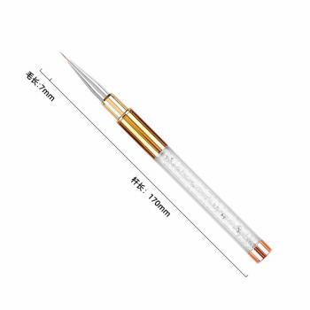 2023 New Private Label Crytal Handle Triangle 3d Nail Art Brush Liner With Gold Cover