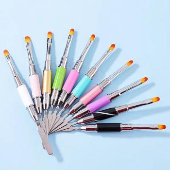 10pcs/set Double End Dual Purpose Nail Art Drawing Pen Kolinsky Hair Uv Gel Nail Line Brush