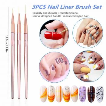 Wholesale 3pcs Per Pack Professional Metal Nail Art Brush Set Liner Pens Nylon Brushes Nail Art Liner