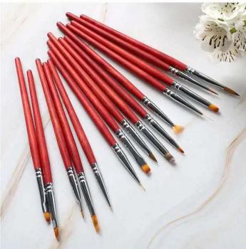 High Quality Fiber Wool Nail Brush Set 15 Pcs Painted Line Nail Art Tools Phototherapy Crystal Carving Pen Point Wholesale
