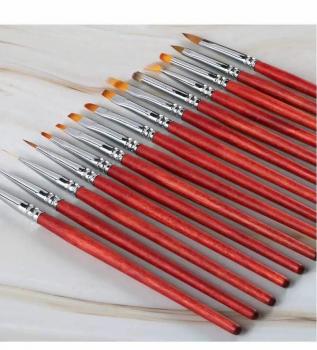 High Quality Fiber Wool Nail Brush Set 15 Pcs Painted Line Nail Art Tools Phototherapy Crystal Carving Pen Point Wholesale