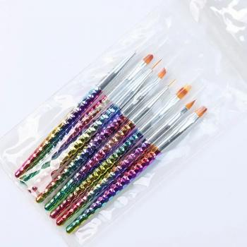 Hot Sale Ombre Acrylic Handle 3d Nail Design Paint Brush Set For Nails Manicure Gradient Nail Art Painting Pens Brushes Kit