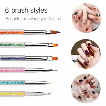 Factory Wholesale 5 Pcs Nail Art Liner Brushes Point Drill Drawing Brush Pen Double Ended Dotting Painting Tools Set