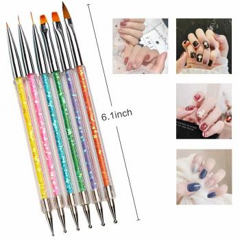 Factory Wholesale 5 Pcs Nail Art Liner Brushes Point Drill Drawing Brush Pen Double Ended Dotting Painting Tools Set