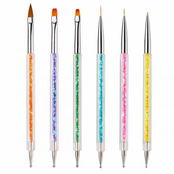 Factory Wholesale 5 Pcs Nail Art Liner Brushes Point Drill Drawing Brush Pen Double Ended Dotting Painting Tools Set