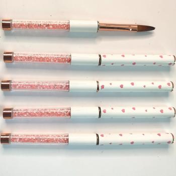 2023 Hot Sale White Metal Handle 100% Sable Kolinsky Acrylic Nail Brush For 16 With Pink Package Box