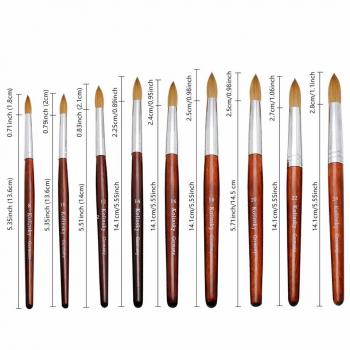 100% Pure Hair Professional Kolinsky Sable Acrylic Nail Brush For Manicure Powder Design