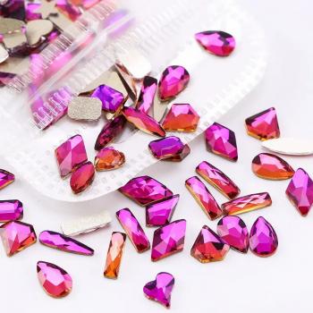 Warm fairy the same nail diamond accessories aurora shaped drill magic color crystal flat nail accessories mixed wholesale