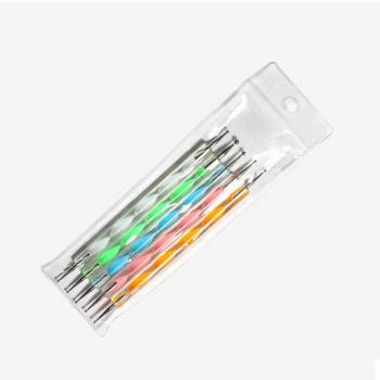 2024 Factory Acrylic Nail Art Tools Plastic Handle Double Head nail tool brushes 5 decorative drill pens