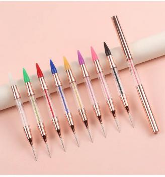 Factory nail dotting pen Direct sales double headed nail crayon and nail dotting pen gold metal handle dotting pen