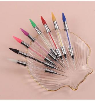 Factory nail dotting pen Direct sales double headed nail crayon and nail dotting pen gold metal handle dotting pen