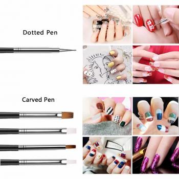 Factory Nail Art Design Tools Private Label 15pcs Nail Art Painting Brushes Set With 5pcs Nail Art Dotting Pens