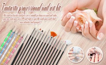 Factory Nail Art Design Tools Private Label 15pcs Nail Art Painting Brushes Set With 5pcs Nail Art Dotting Pens