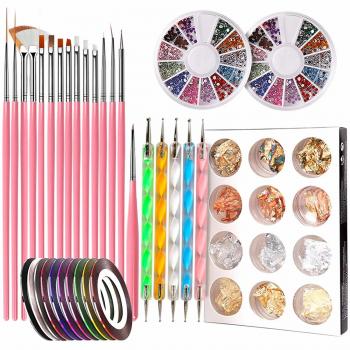 New Product 15pcs Nail Art Tool Nail Painting Brushes Wholesale DYI Manicure Tape Color Rhinestones for Nails Art