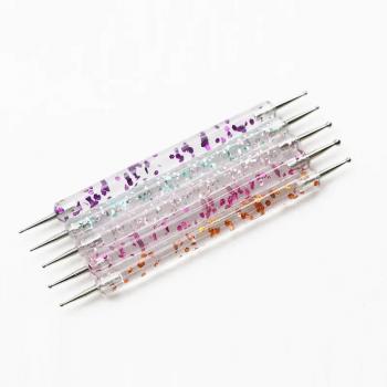 Wholesale Acrylic Nail Art Tools Acrylic Resin Handle Double Head nail tool brushes 5pcs decorative drill pens