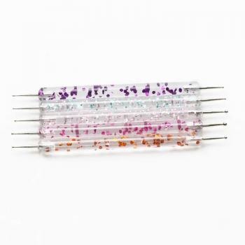 Wholesale Acrylic Nail Art Tools Acrylic Resin Handle Double Head nail tool brushes 5pcs decorative drill pens