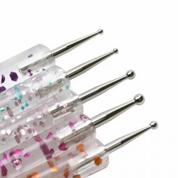 Wholesale Acrylic Nail Art Tools Acrylic Resin Handle Double Head nail tool brushes 5pcs decorative drill pens