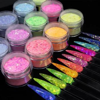 21 Colors 2 In 1 Acrylic Polymer Glitter Powder 1 OZ/Bottle Packaged Nail Art Acrylic Carving +Extension Powder FOZ165