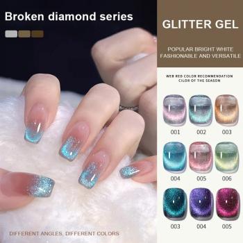 Cat's eye broken diamond manicure nail polish gel effect for personal nail professional nail shop
