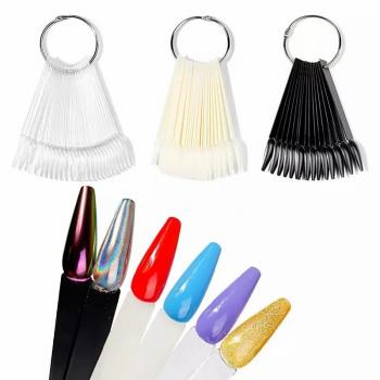 50Pcs False Full Nail Tips Different Color Chart Polish UV Gel Stickers Nail Display Manicure Nail Art Tools Set