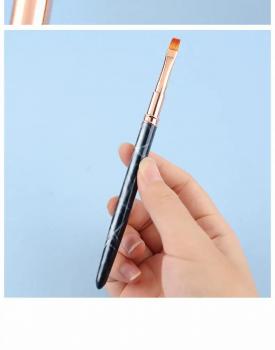 Wholesale custom metal nail brush 3D pink pattern synthetic nylon nail art brush nail brush set