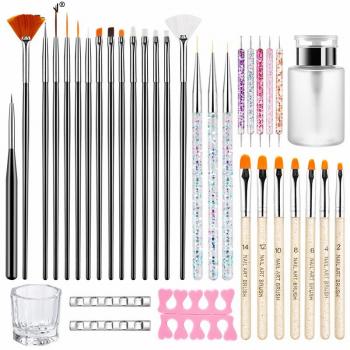 2024 Nail Art Brush Set UV Gel Painting Rhinestone Dotting Pen Nail Drawing Brush Manicure Tools Nail Art Decorations Design