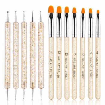 2024 Nail Art Brush Set UV Gel Painting Rhinestone Dotting Pen Nail Drawing Brush Manicure Tools Nail Art Decorations Design