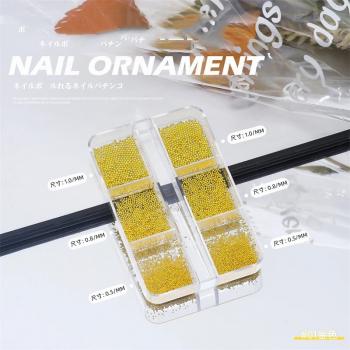 New 6 Grid Rose Gold Silver Black Metal Mini Caviar Nail Beads 3D Mini Micro Steel Ball Nail Art Decoration