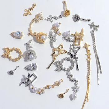 New Nail Jewelry Butterfly Pendant Medium Long Ins Alloy Butterfly Nail Accessories Drill