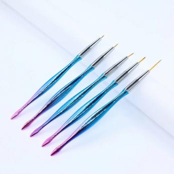 Holographic Handle Synthetic Hair Extra Thin Liner Manicure Painting Pen Tool Oval Gel Nail Brush