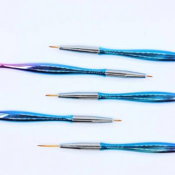 Holographic Handle Synthetic Hair Extra Thin Liner Manicure Painting Pen Tool Oval Gel Nail Brush