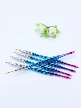 Holographic Handle Synthetic Hair Extra Thin Liner Manicure Painting Pen Tool Oval Gel Nail Brush