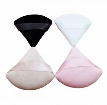 Private Label Logo Long Handle Supper Soft Wedge Flocking Cotton Bb Cream Makeup Loose Powder Puff Triangle