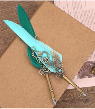 Retro Vintage Calligraphy Feather Dip Pen Writing Ink Set Stationery Quill Fountain Pens Creative Vintage Pen