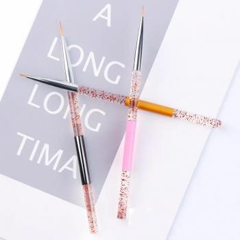 Resin Acrylic Liner Nail Brush Set Transparent Embedded Pattern Angled Gel Mobre Oval 3d Nail Brush Wholesale Factory Price