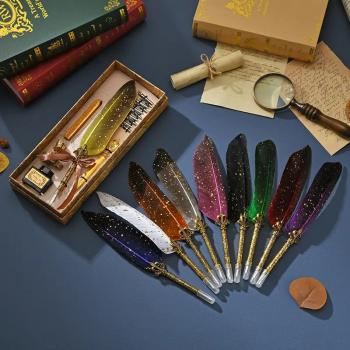 New Product High Quality Calligraphy Dip Ink Feather Fountain Pen Set