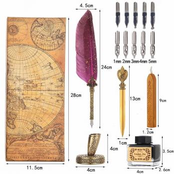 New Product High Quality Calligraphy Dip Ink Feather Fountain Pen Set