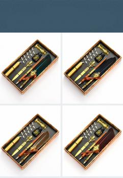 New product arrival calligraphy pen vintage feather fountain pen gift set with seal wax stamp