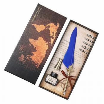 ew Product Handy natural goose feather quill pen wedding gift feather fountain pen set