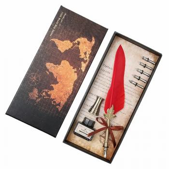 ew Product Handy natural goose feather quill pen wedding gift feather fountain pen set