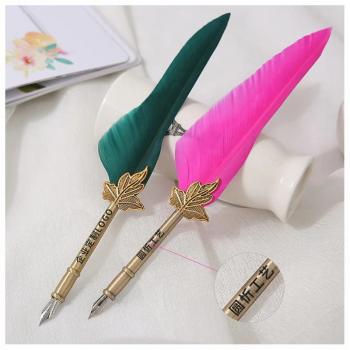 ew Product Handy natural goose feather quill pen wedding gift feather fountain pen set