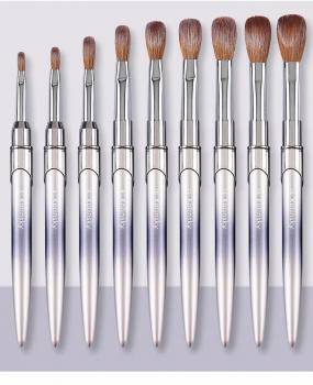 2024 NEW Multi color metal acrylic 100% kolinsky Nail Brush 8-18 Pink can be customized logo factory wholesale