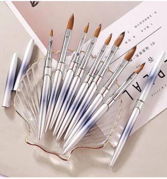2024 NEW Multi color metal acrylic 100% kolinsky Nail Brush 8-18 Pink can be customized logo factory wholesale