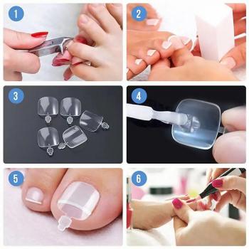 480Pcs Toe Nail Tips Artificial Acrylic Clear Manicure Art Decoration Toe Nails Beauty Tools Foot Nail 2024