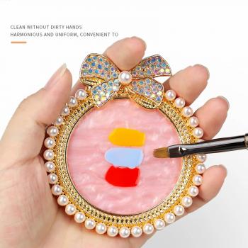 Wholesale Nail Art Painting Mixed Color Ring Palette Makeup Plate Nail Polish Color Mixing Resin Nail Art Palette